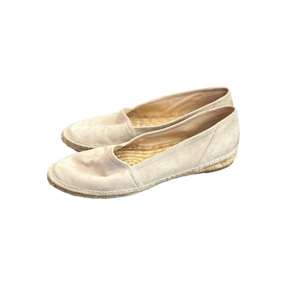 FRYE Espadrilles Leather Suede Gray Cement Closed Toe Flats Loafers Slip Ons